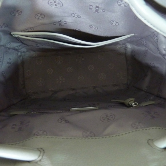 NEW Tory Burch Britten Gray Leather Medium Backpack